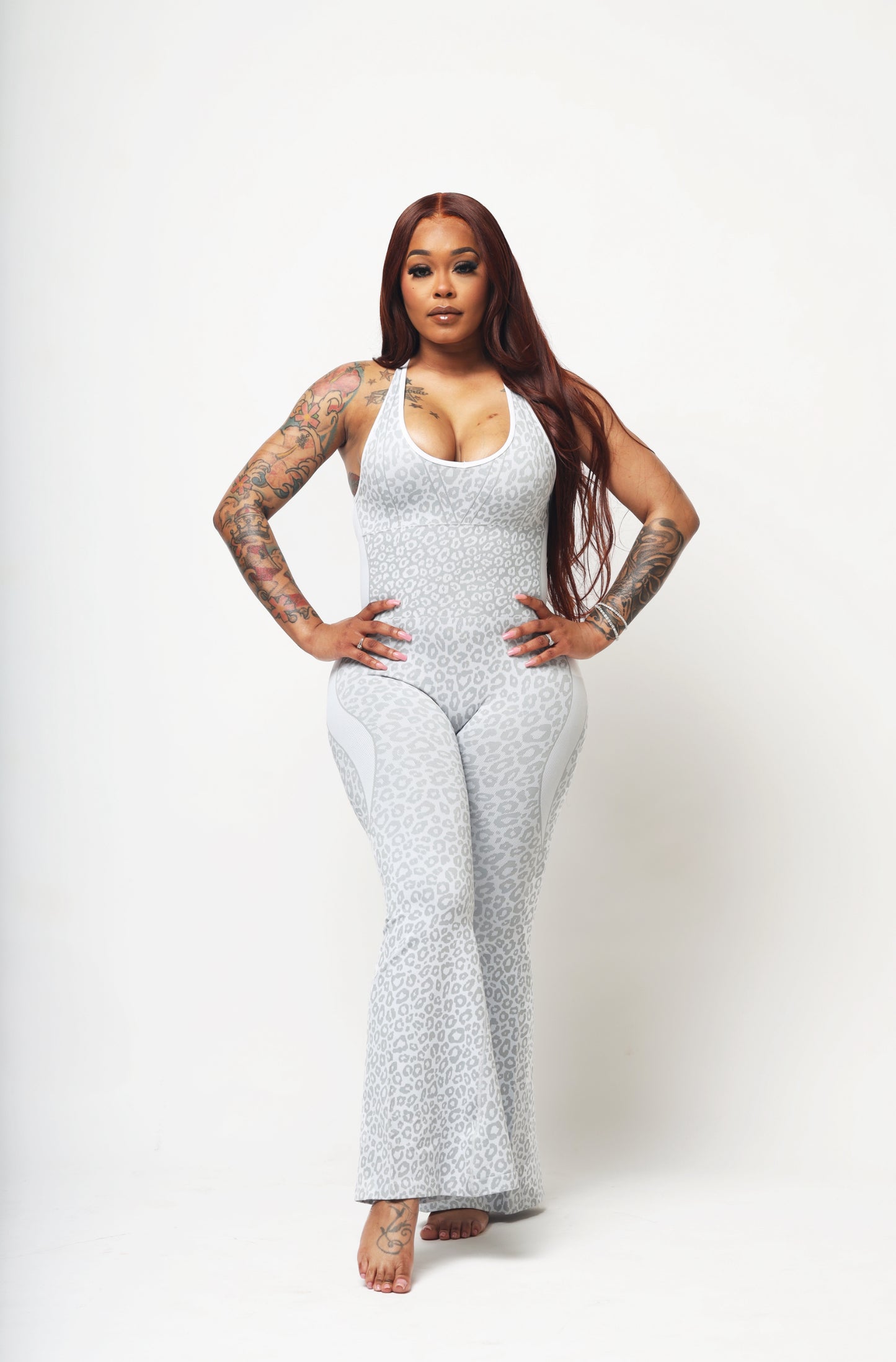 Hourglass Sculpt Jumpsuit - Ivory Leopard