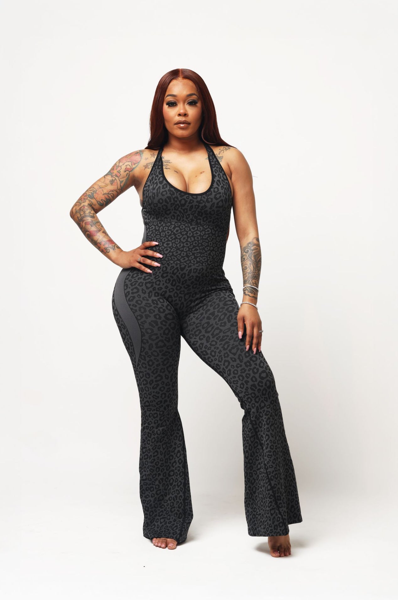 Hourglass Sculpt Jumpsuit - Onyx Leopard